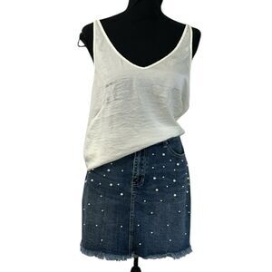 Hydraulic Studded Blue & Cream Skirt with Top(Top 8/Buttom 10)